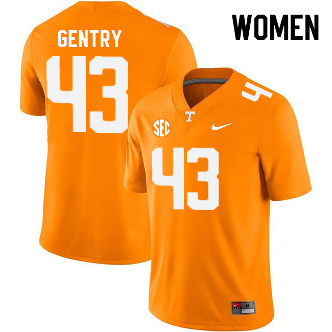 Women #43 Jerrod Gentry Tennessee Volunteers College Football Jerseys Stitched Sale-Orange